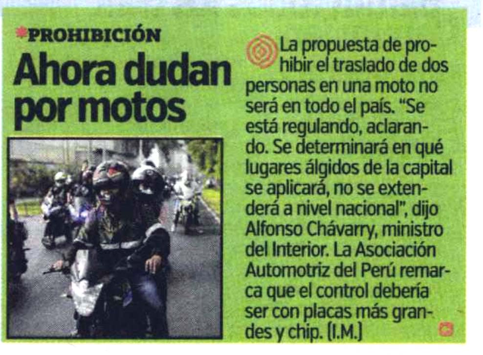 Ahora dudan por motos