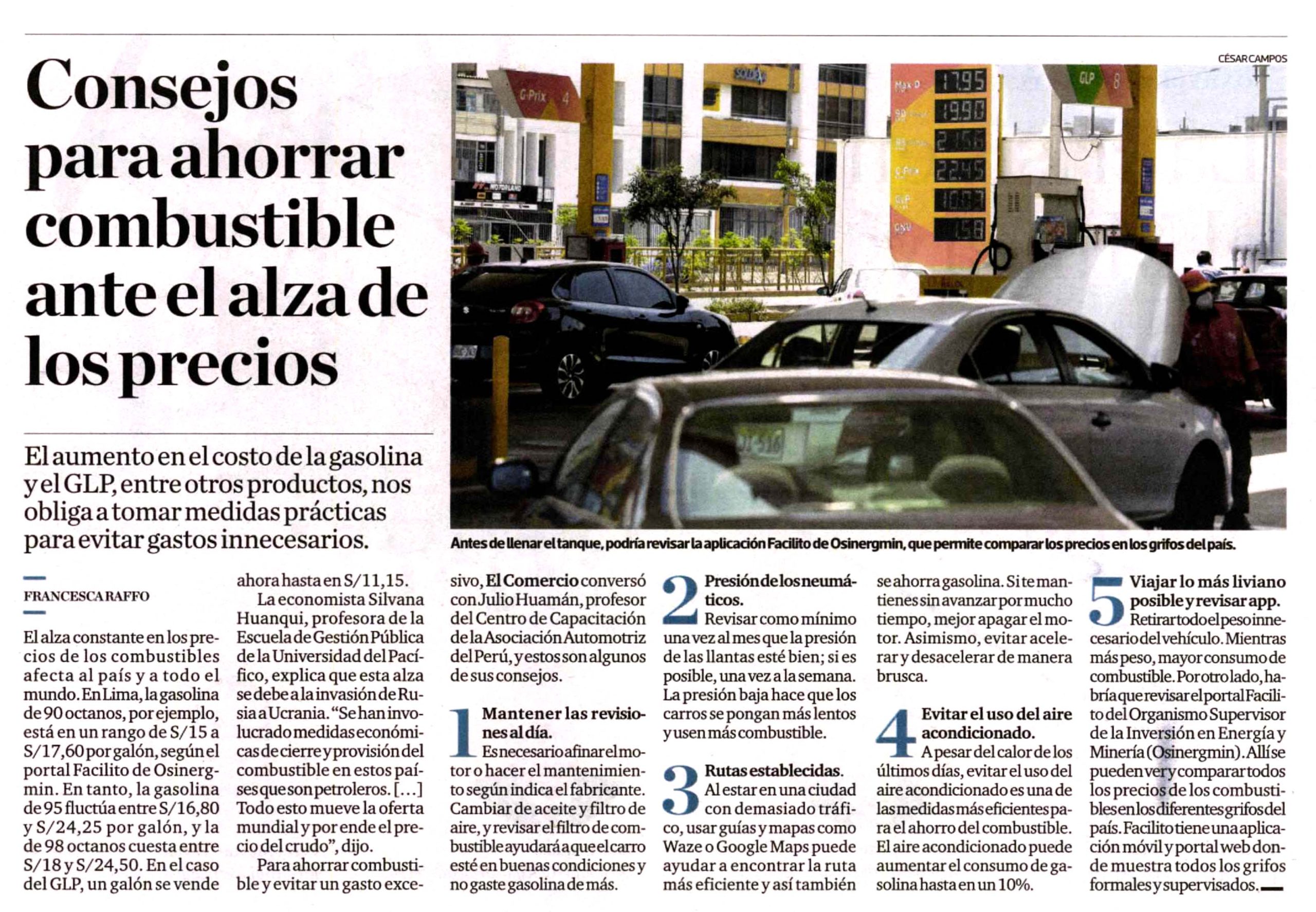 Consejos para ahorrar combustible ante el alza de los precios