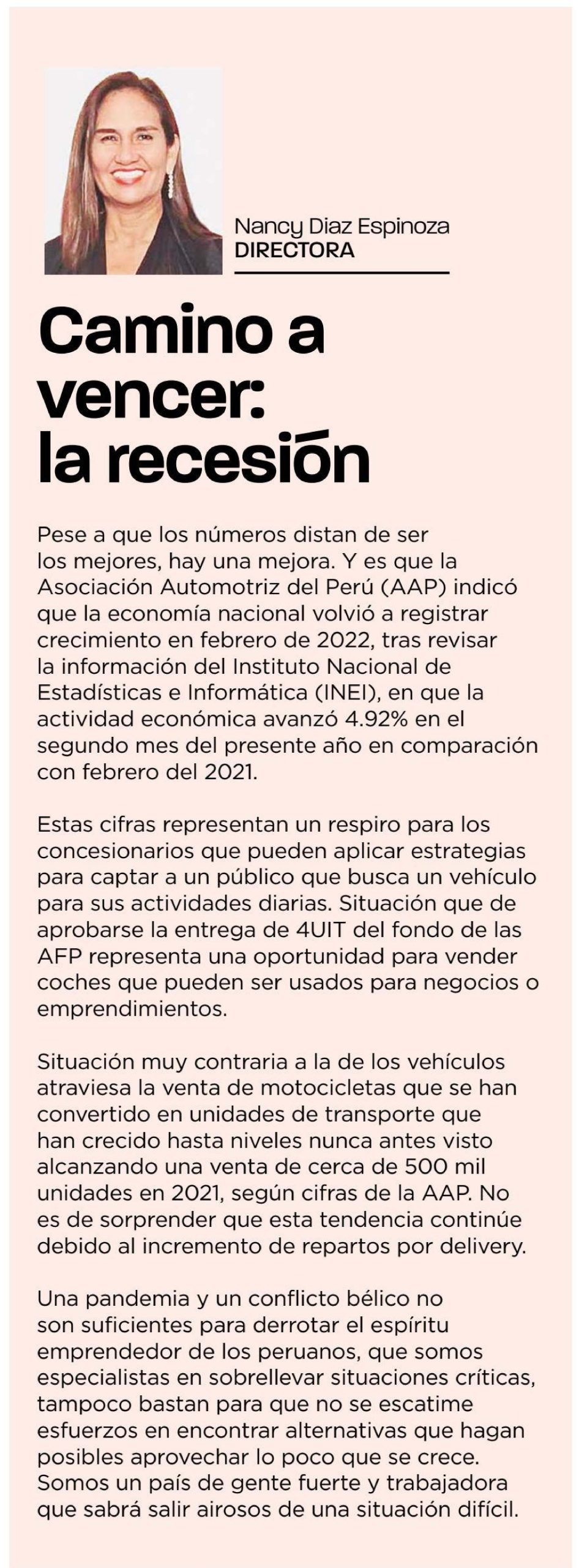 Camino a vencer la recesión