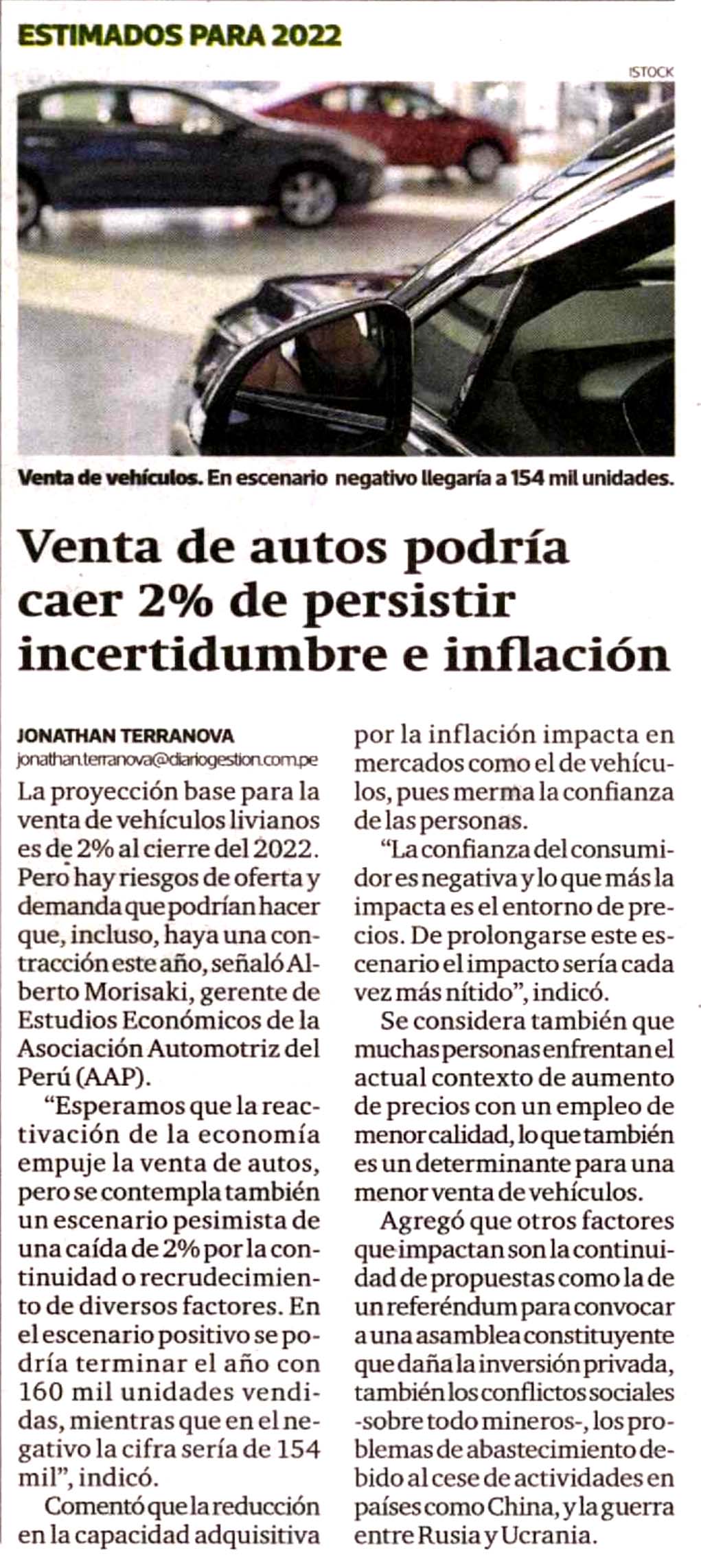 Venta de autos podría caer 2% de persistir incertidumbre e inflación