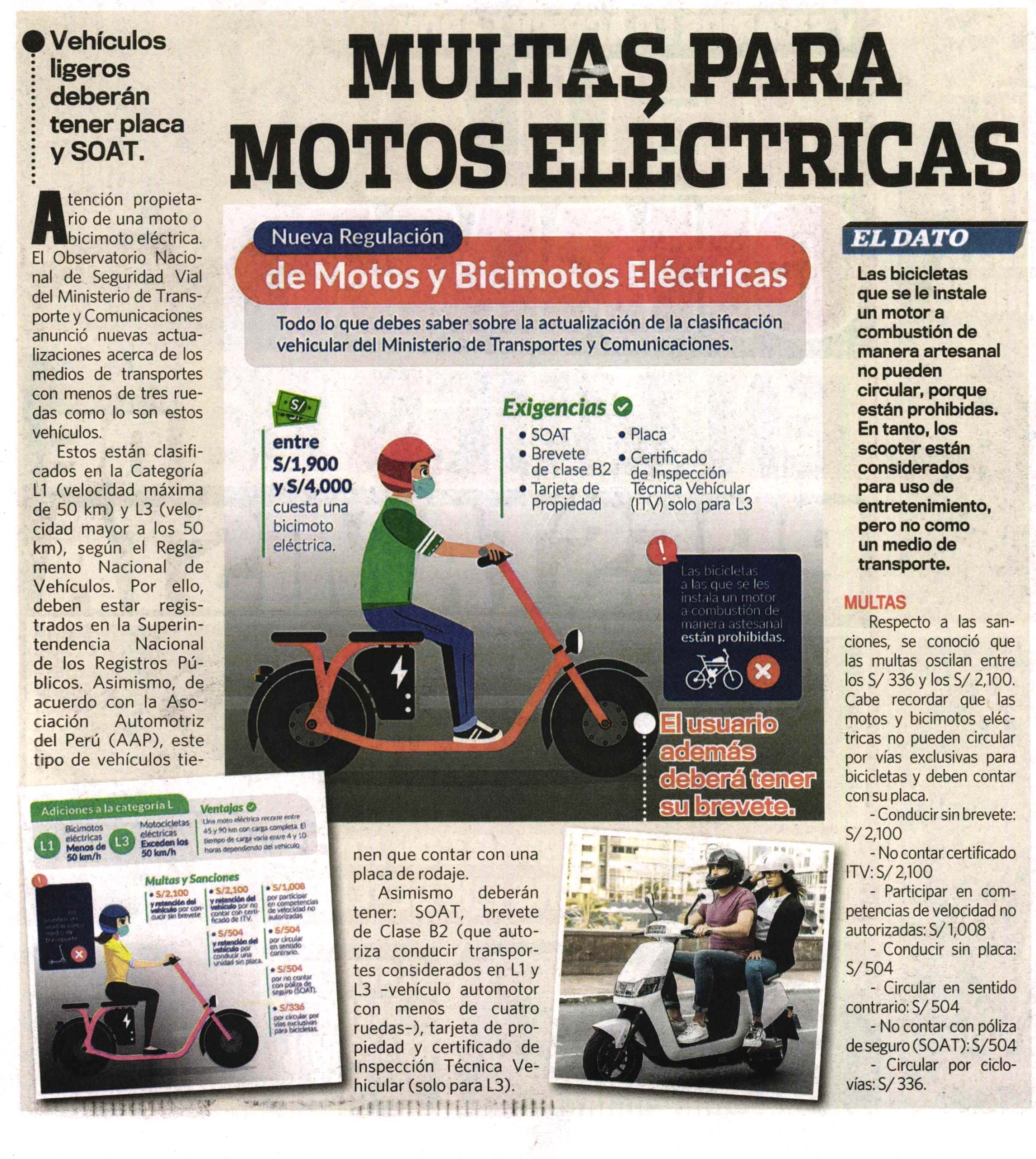 Multas para motos eléctricas