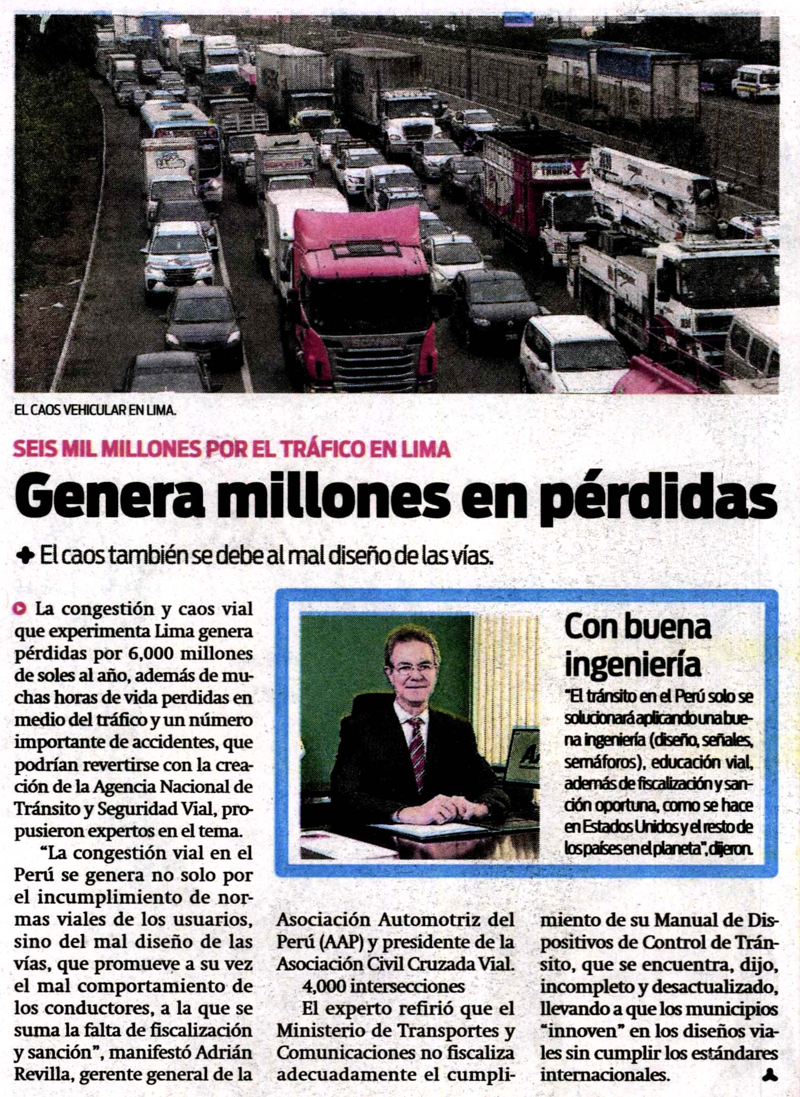 Seis mil millones por el tráfico en Lima