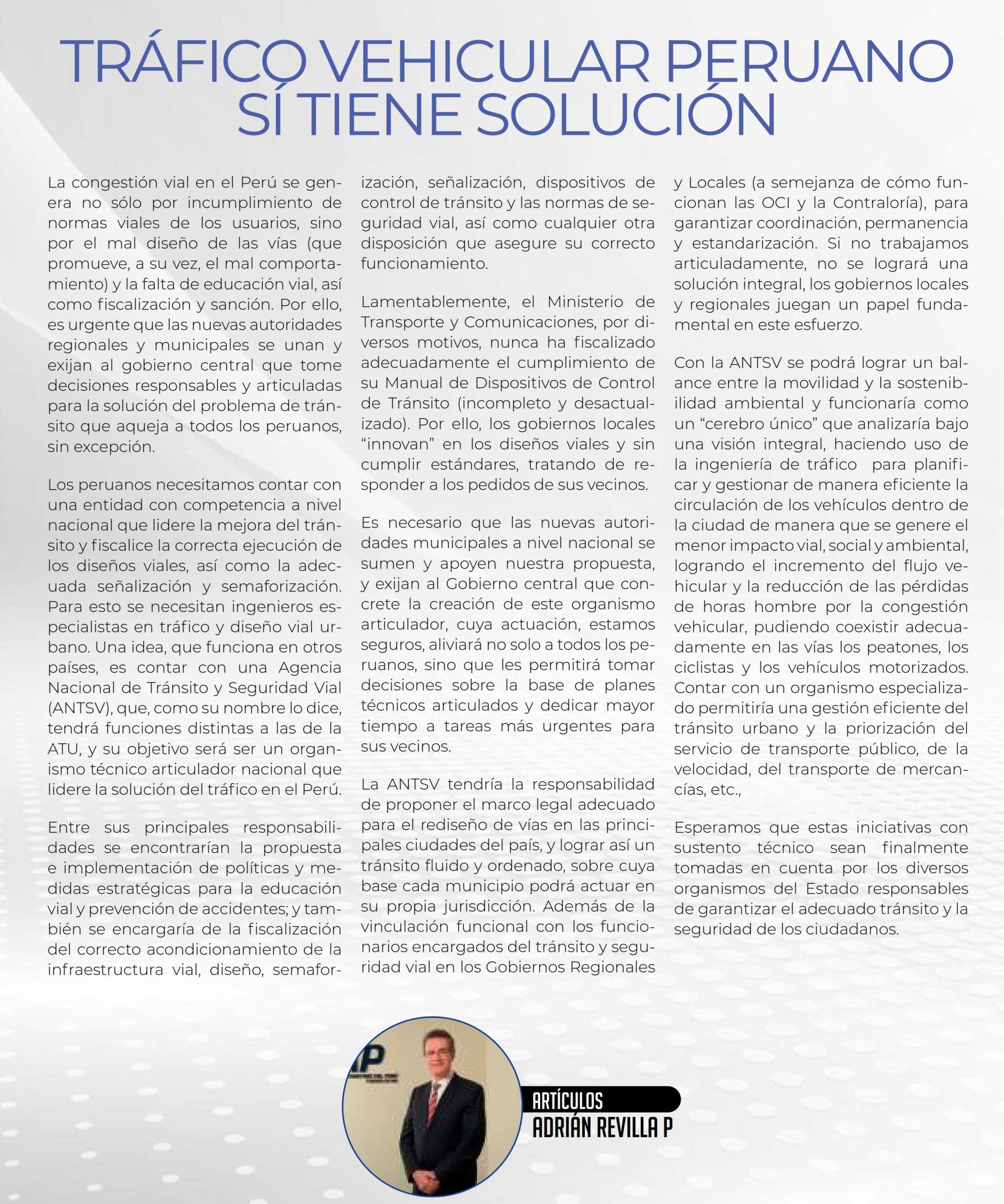 Tráfico vehicular peruano sí tiene solucion