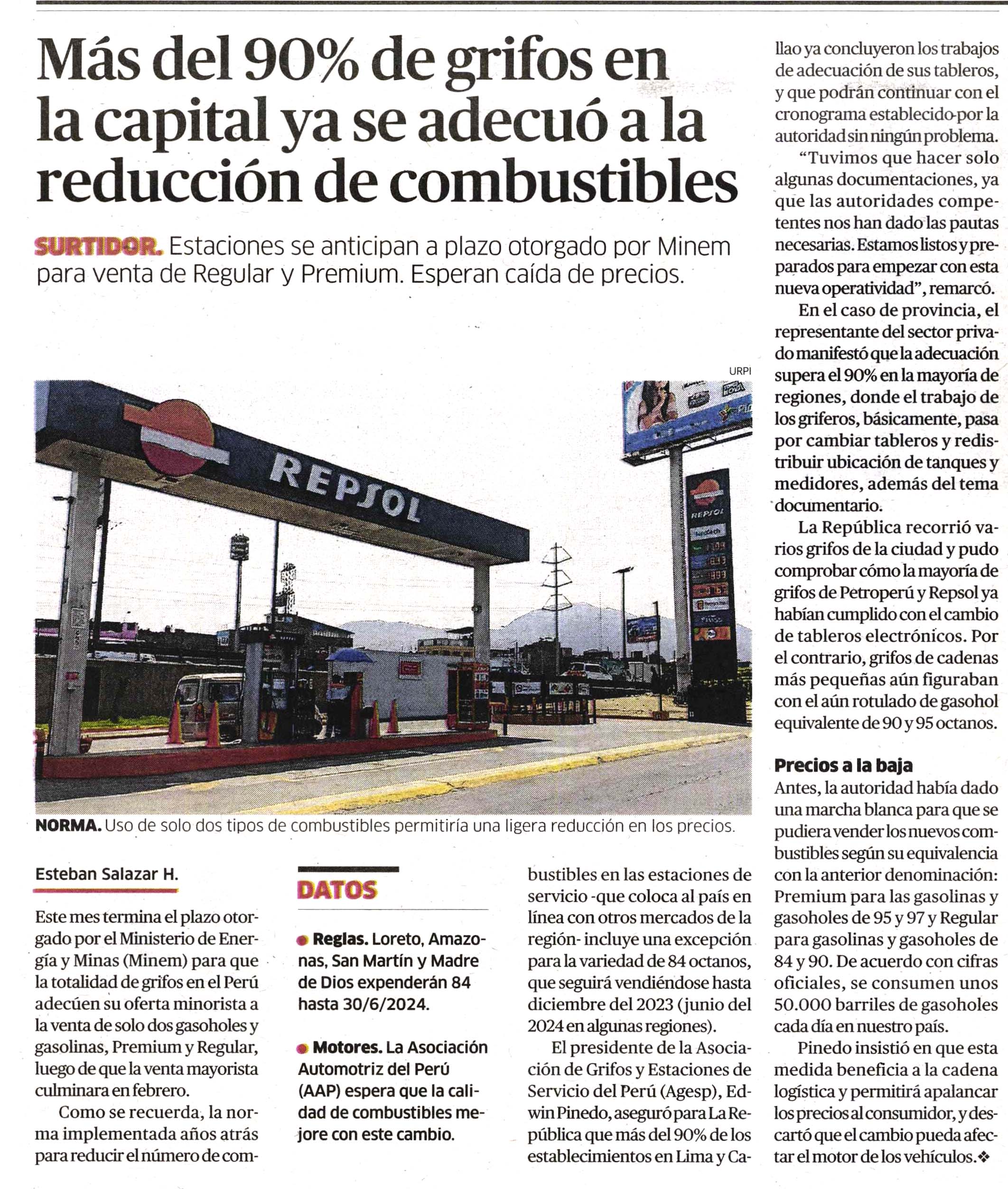 Más del 90% de grifos en la capital ya se adecuó a la reducción de combustibles