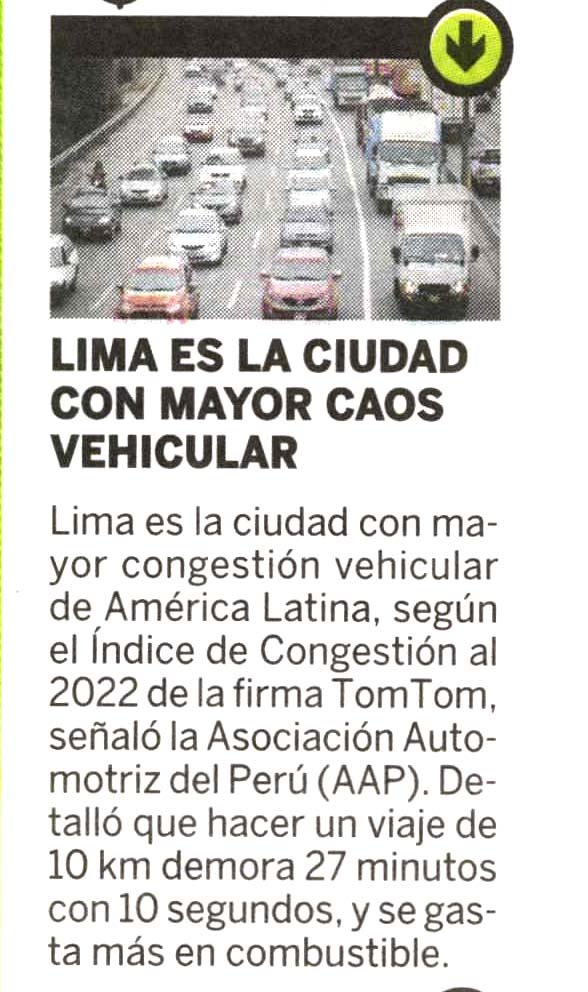 Lima es la ciudad con mayor caos vehicular