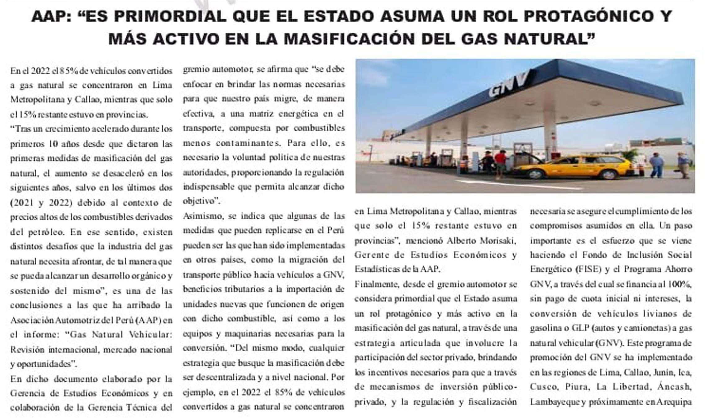 AAP: “Es primordial que el estado asuma un rol protagónico y más activo en la masificación del gas natural”