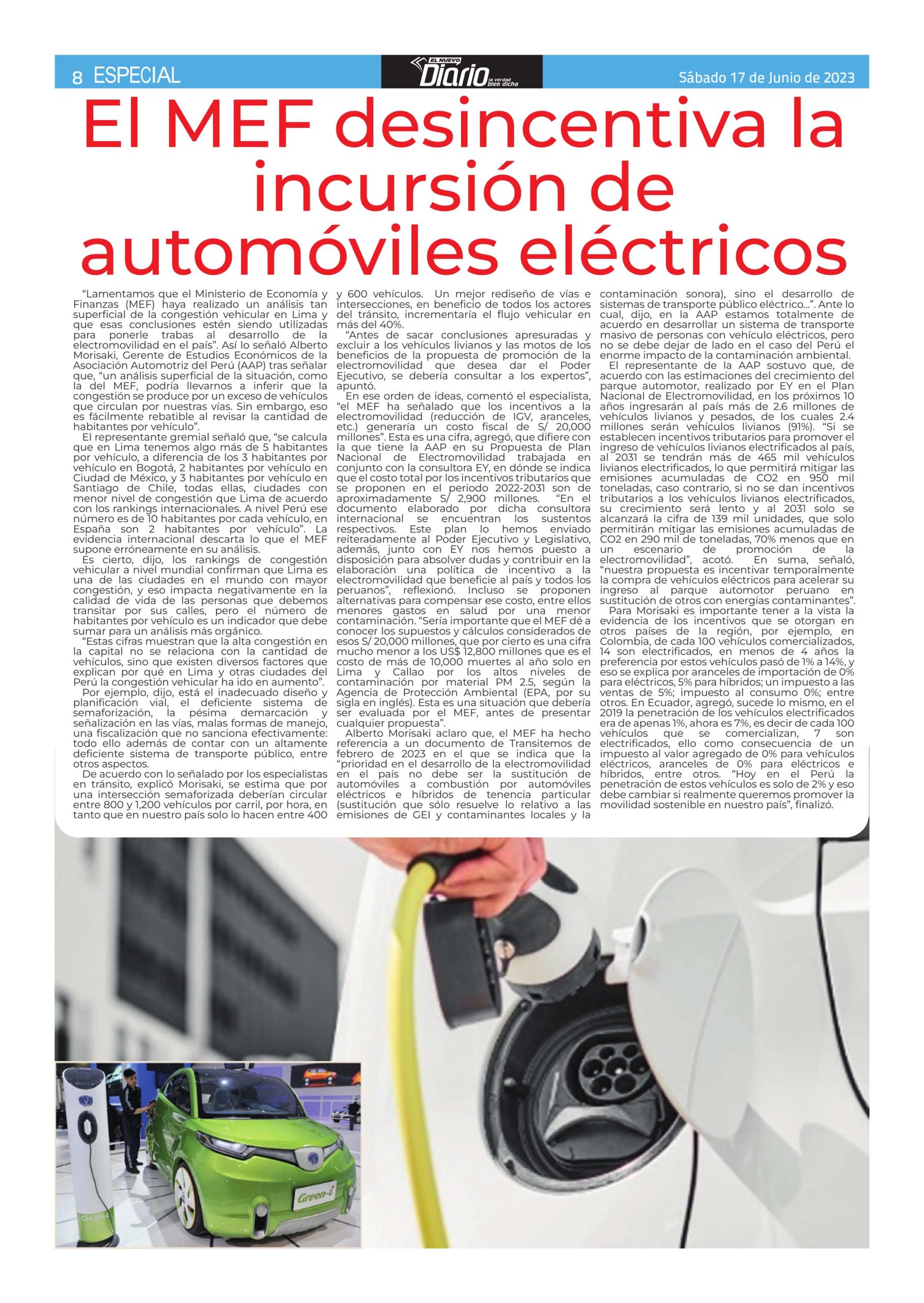 MEF retrasa desarrollo de la electromovilidad