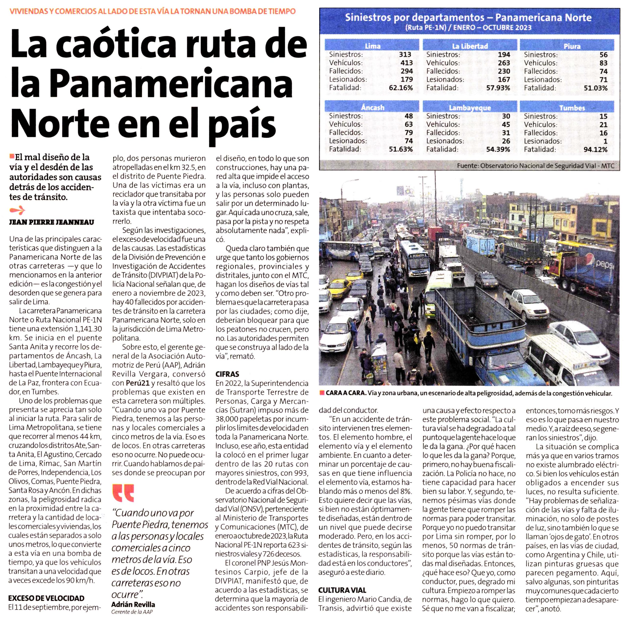 La Caótica ruta de la Panamericana Norte del país