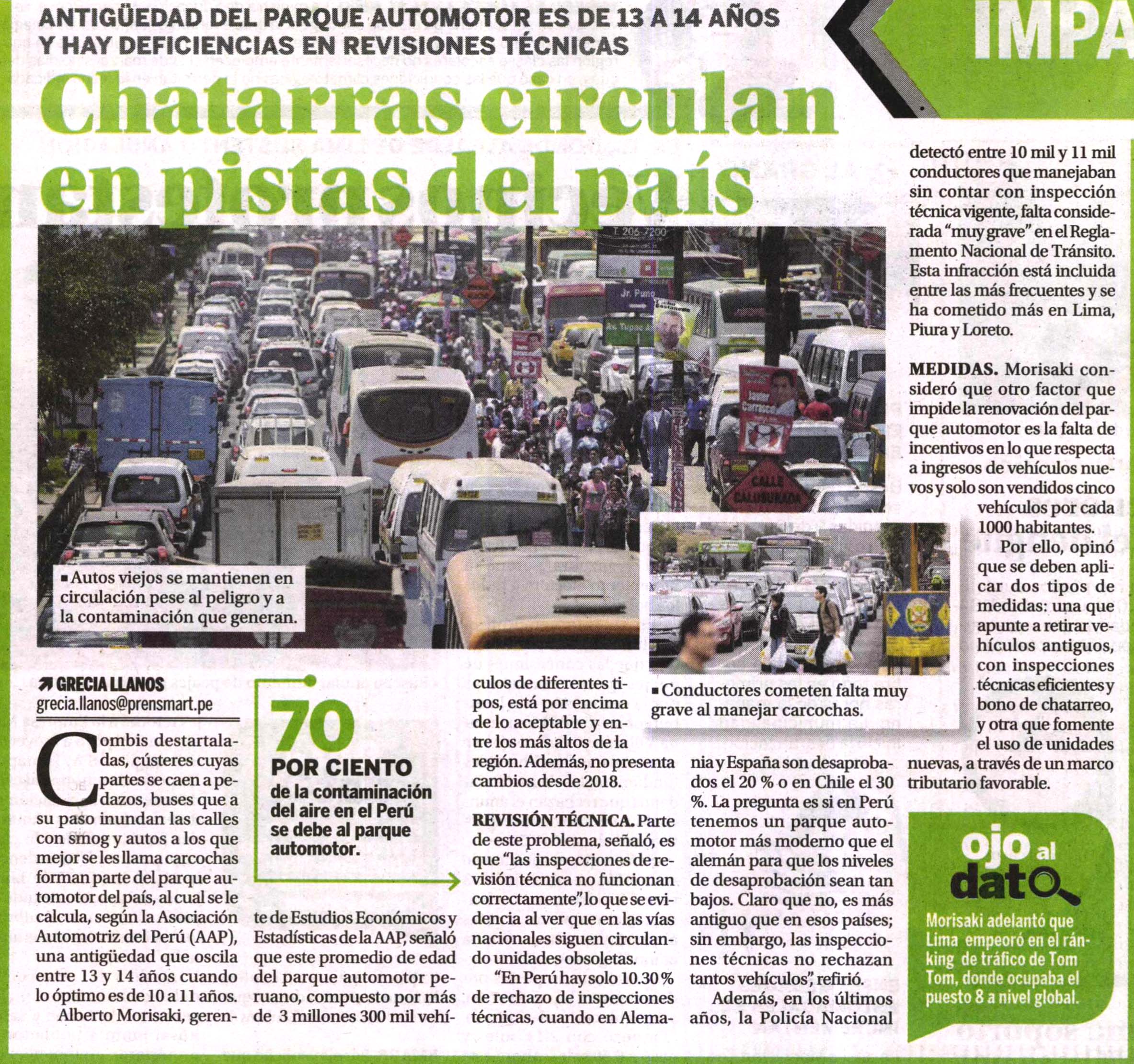 Chatarras circulan en pistas del país