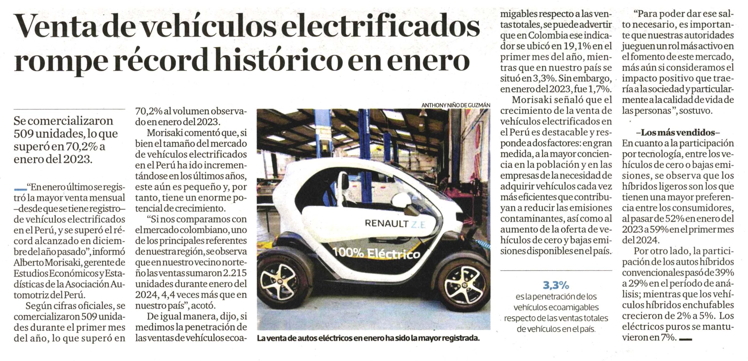 Venta de vehículos electrificados rompe récord histórico en enero