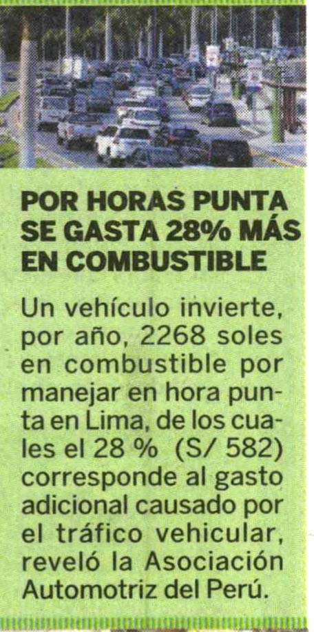Por horas punta se gasta 28% más en combustible
