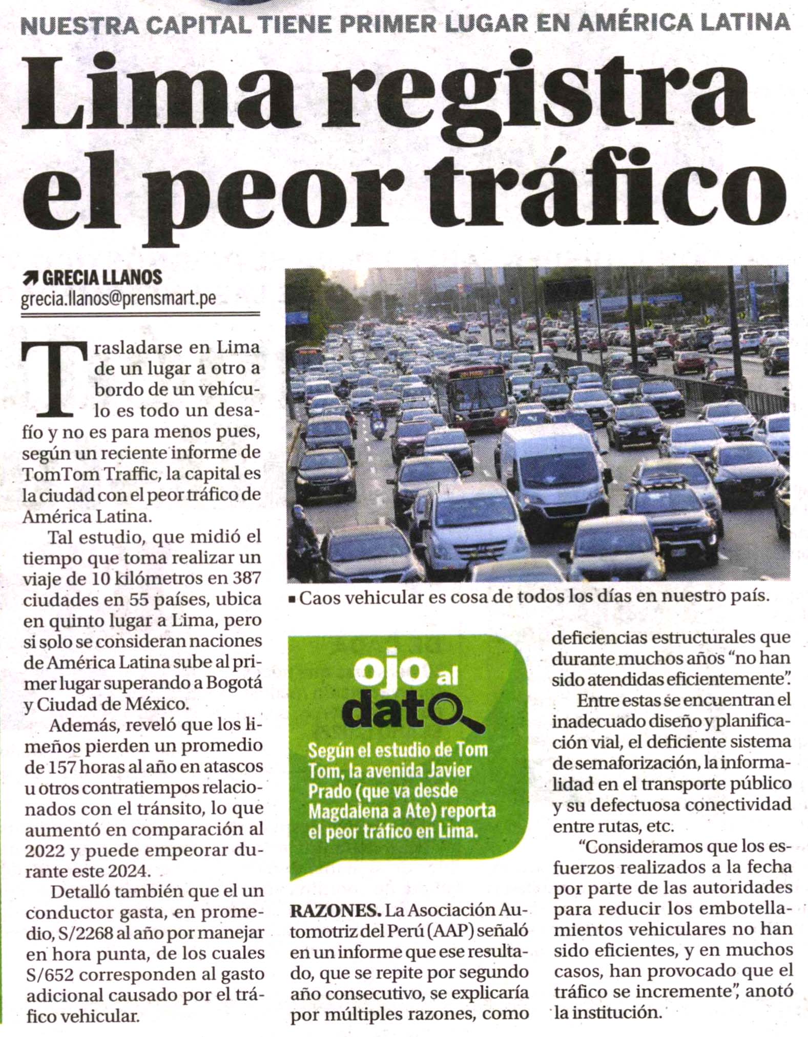 Lima registra el peor tráfico