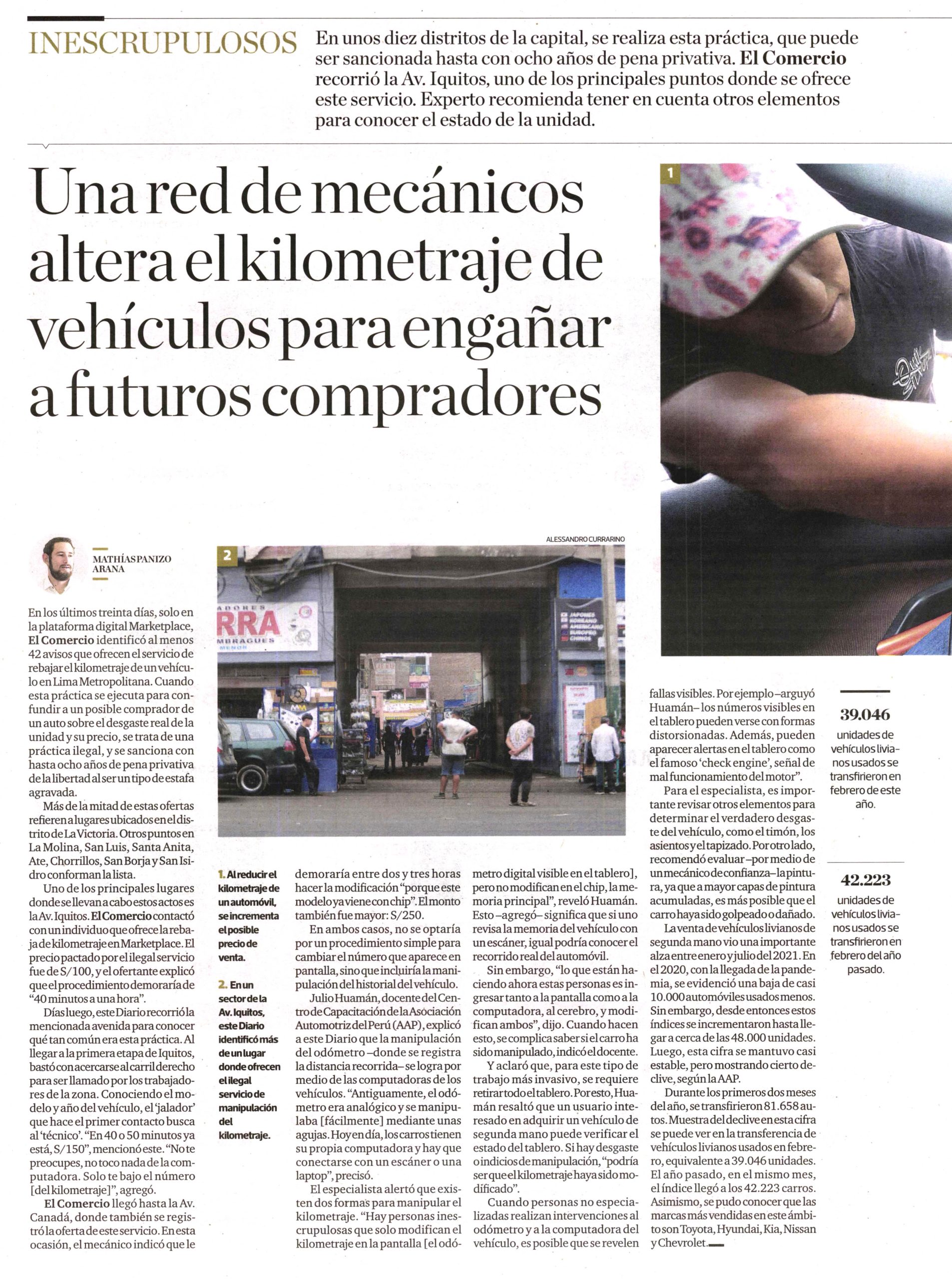 Una red de mecánicos altera el kilometraje de vehículos para engañar a futuros compradores