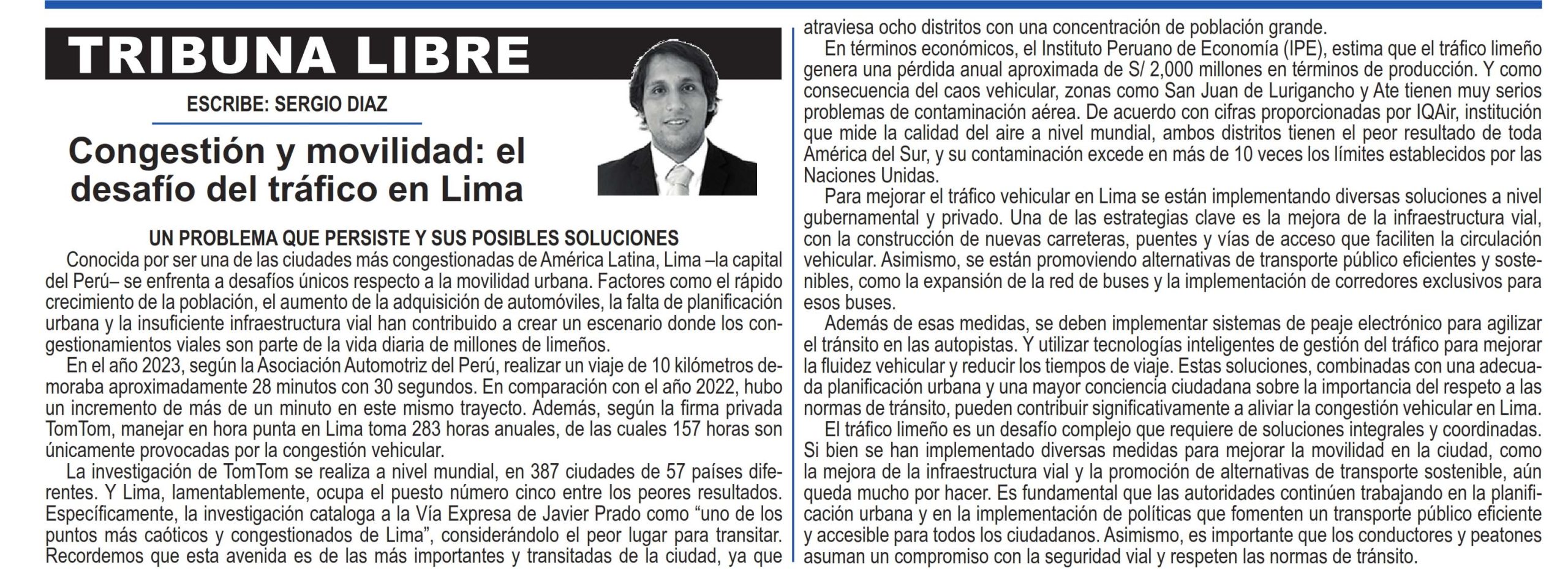 Congestión y movilidad: el desafío del tráfico en Lima