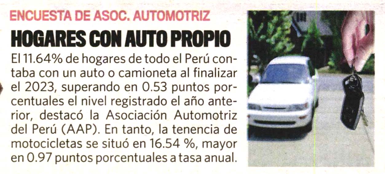 Hogares de Arequipa, Moquegua y Tacna cuentan con mayor tenencia porcentual de vehículos livianos