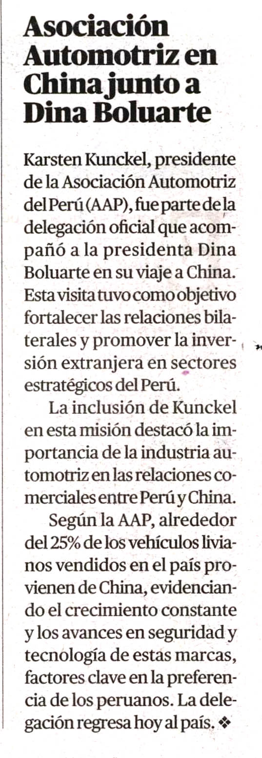 Asociación Automotriz del Perú en China junto a Dina Boluarte