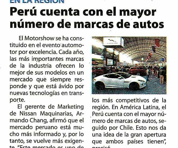 Perú cuenta con el mayor número de marcas de autos