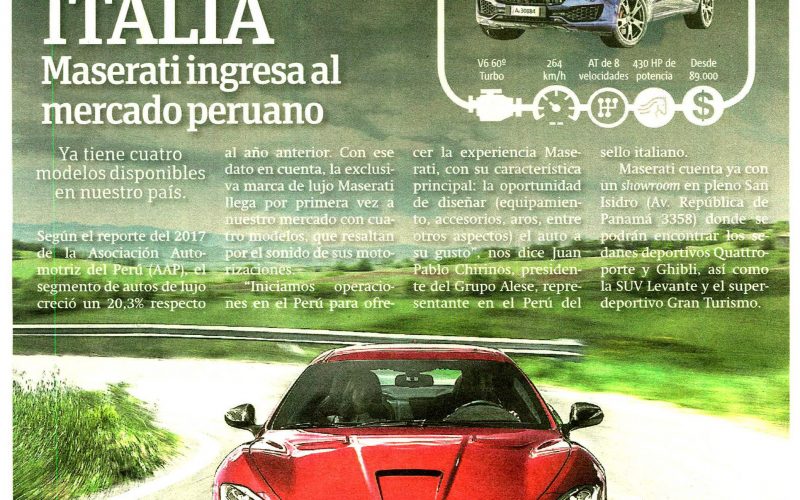 Lujos de Italia Maserati ingresa al mercado peruano