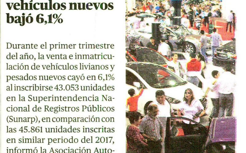 Venta de vehículos nuevos bajo 6,1%