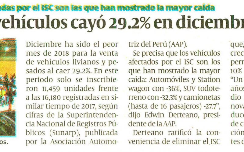 AAP en Exitosa: Venta de vehículos cayó 29.2% en diciembre
