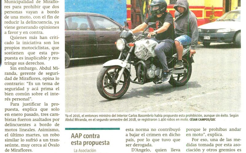 Publimetro: AAP rechaza proyecto para prohibir pasajeros en motos