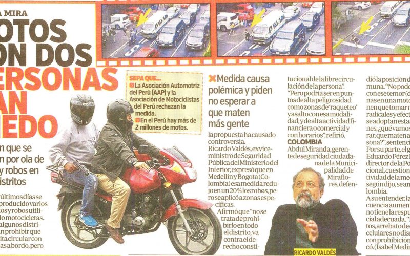 Diario Trome: AAP rechaza la medida que prohíbe motocicletas con dos personas