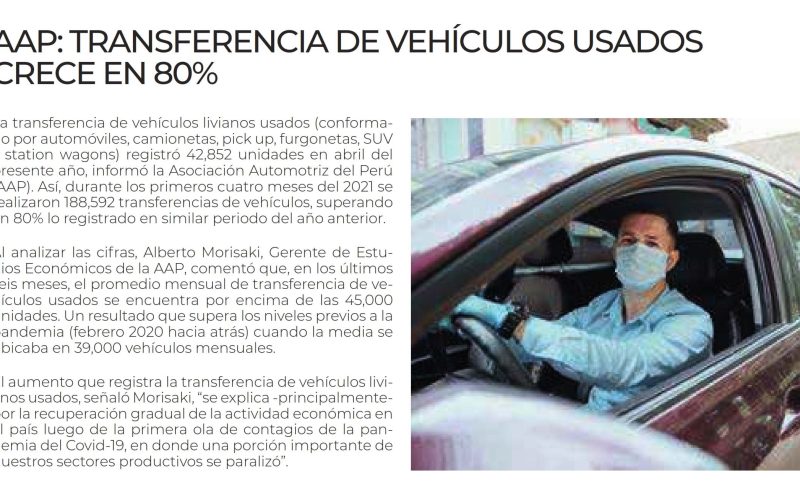 AAP: Transferencia de vehículos usados crece en 80%