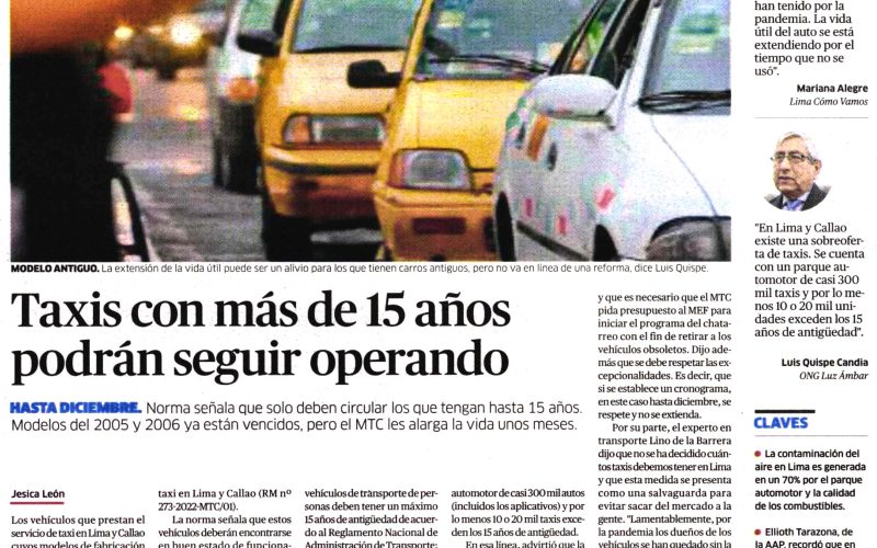 Taxis con más de 15 años podrán seguir operando