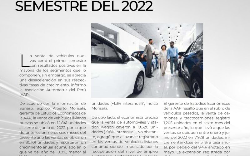 Venta de vehículos nuevos se desacelera durante primer semestre del 2022