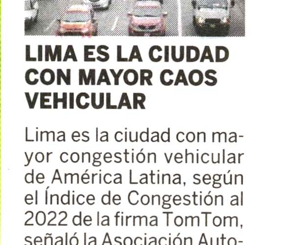 Lima es la ciudad con mayor caos vehicular
