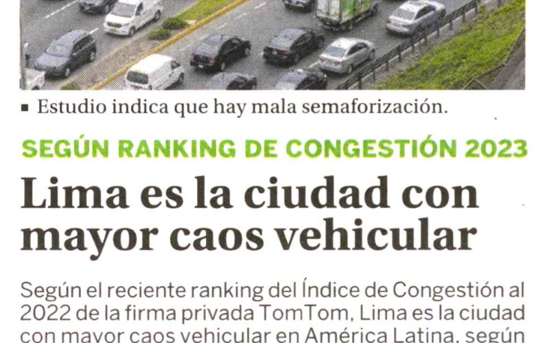 Lima es la ciudad con mayor caos vehicular