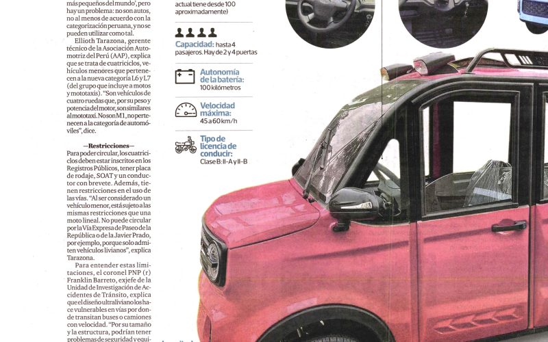 Combi, Tico, minivan y ahora un “auto” de 2 metros y 200 kilos: el transporte en Lima se sigue atomizando