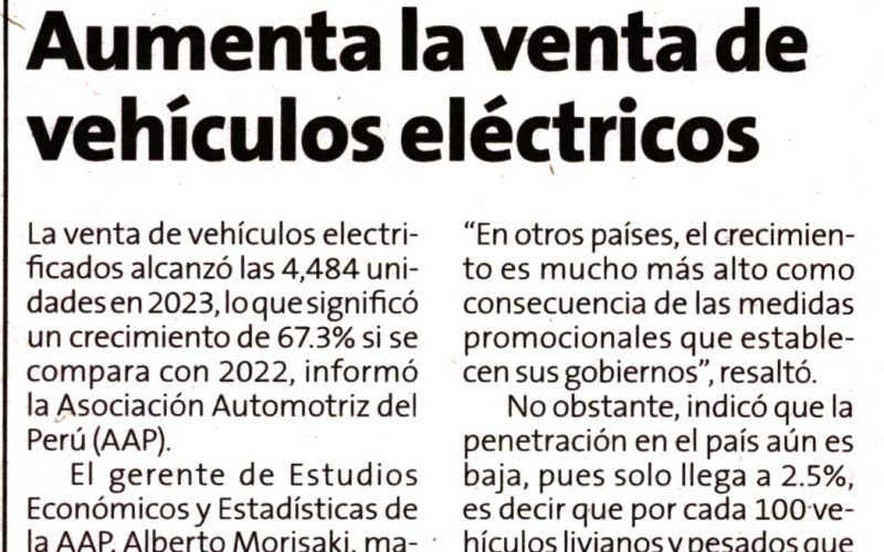 Aumenta la venta de vehículos eléctricos