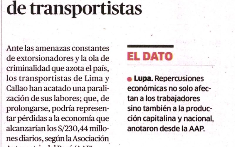 Paro causó pérdidas por más S/ 230 millones